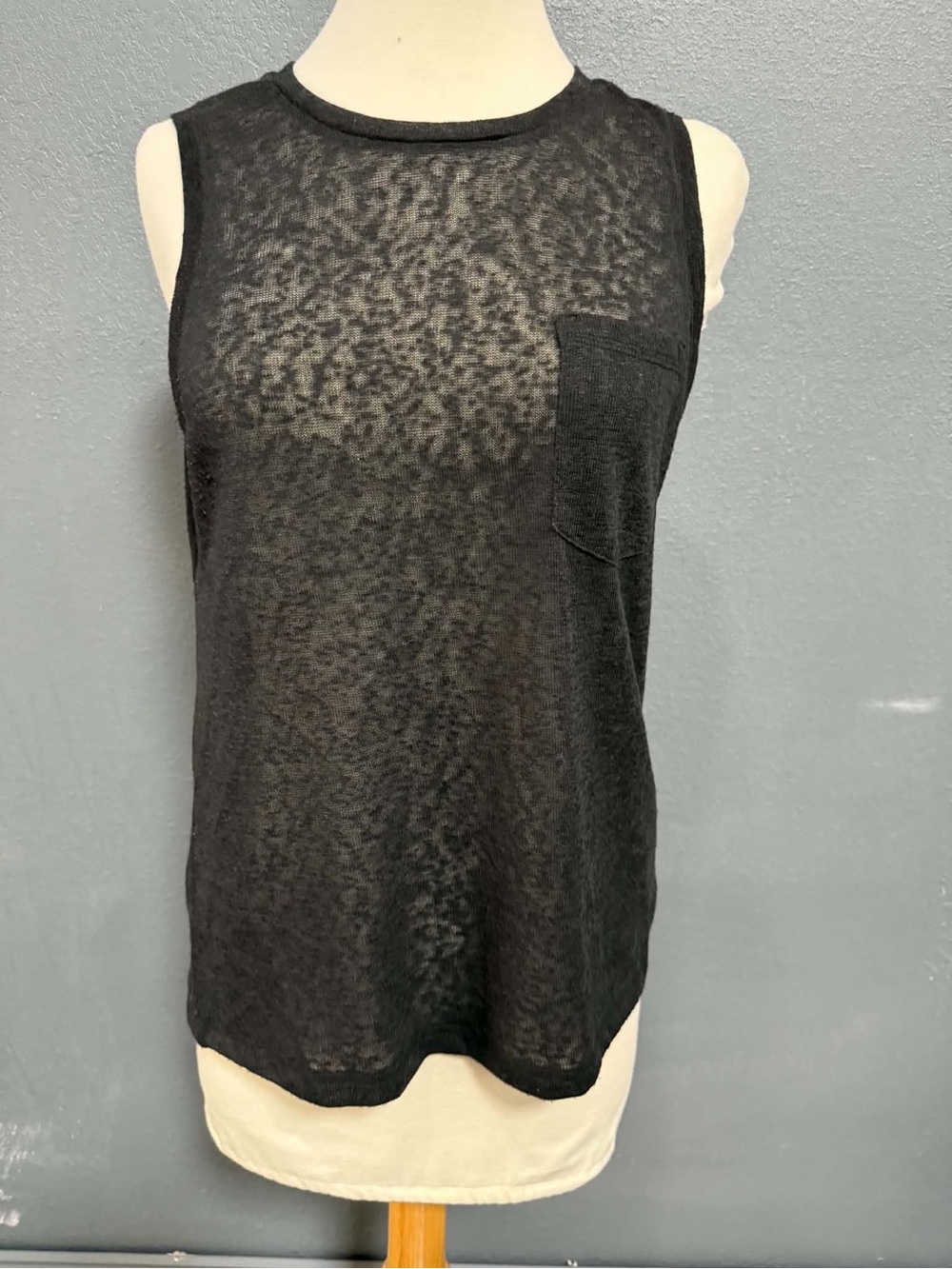 Blank NYC Black Sheer Pocket Tank Top